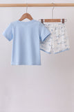 Blue Shark Print Shorts Set - Aaria Tees Aaria Tees