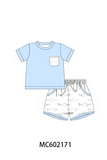 Blue Shark Print Shorts Set Aaria Tees