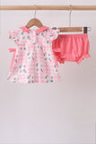 Pink Floral Ruffle Bloomer Set Aaria Tees