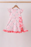 Pink Floral Ruffle Dress Aaria Tees