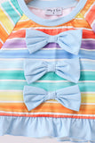 Rainbow Stripe Bow Ruffle Rashguard Set Aaria Tees
