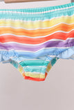 Rainbow Stripe Bow Ruffle Rashguard Set Aaria Tees