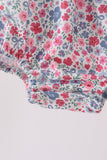 Blue Floral Smocked Ruffle Bubble Aaria Tees