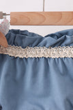 Blue Floral Smocked Ruffle Bloomer Set Aaria Tees