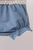 Blue Floral Smocked Ruffle Bloomer Set Aaria Tees