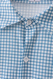 Blue Grid Dad Button Down Shirt Aaria Tees