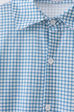 Blue Grid Dad Button Down Shirt Aaria Tees