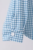 Blue Grid Dad Button Down Shirt Aaria Tees