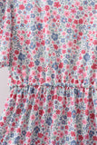 Blue Floral Print Mom Dress Aaria Tees