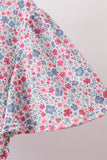 Blue Floral Print Mom Dress Aaria Tees