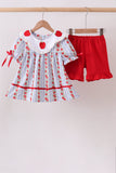 Red Apple Embroidered Set Aaria Tees