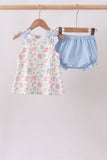 Blue Hydrangea Ruffle Bloomer Set - Aaria Tees Aaria Tees