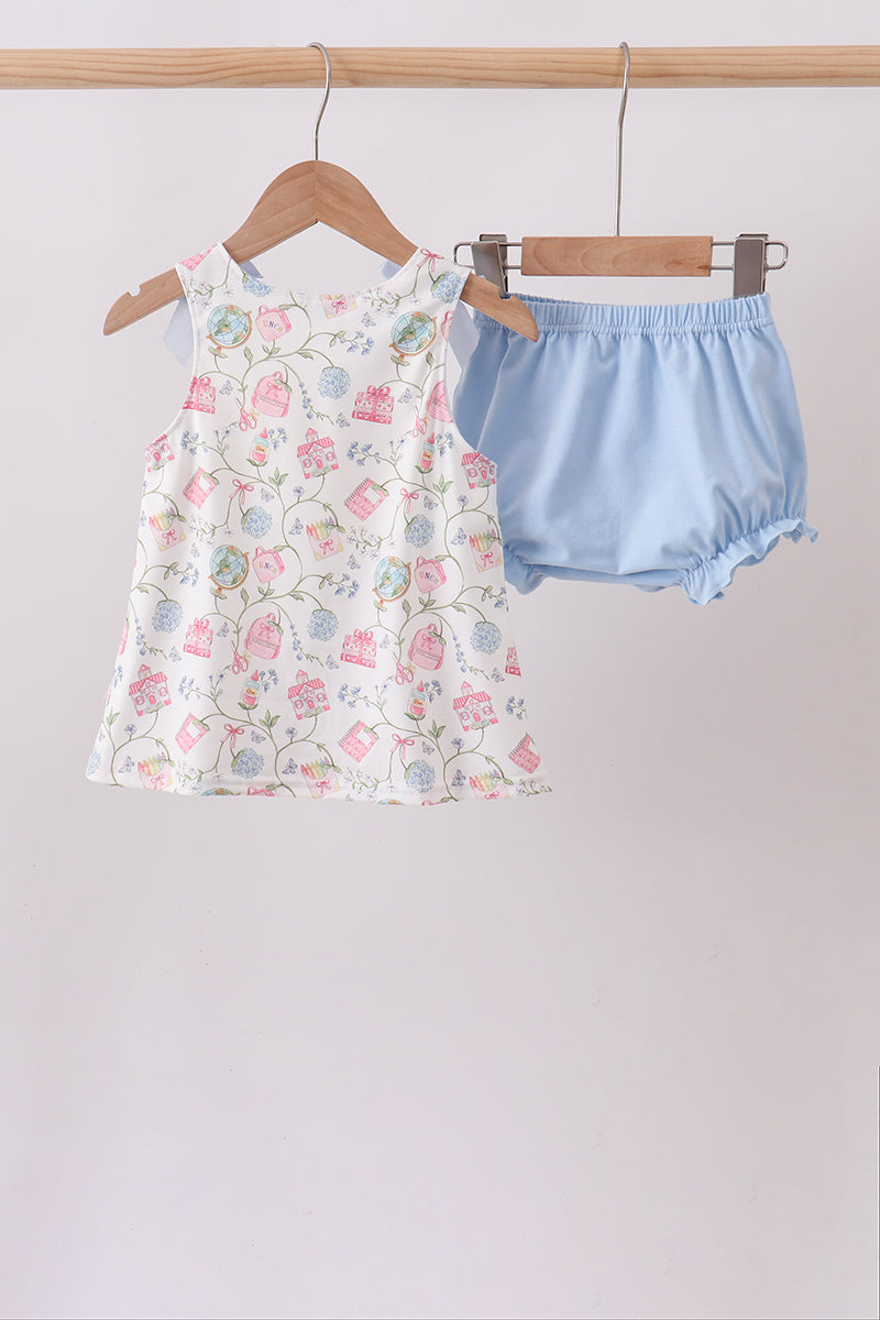 Blue Hydrangea Ruffle Bloomer Set - Aaria Tees Aaria Tees