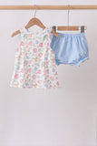 Blue Hydrangea Ruffle Bloomer Set - Aaria Tees Aaria Tees