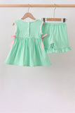 Green Butterfly Smocked Ruffle Shorts Set Aaria Tees