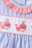 Blue Whale Embroidered Seersucker Bloomer Set Aaria Tees