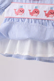 Blue Whale Embroidered Seersucker Bloomer Set Aaria Tees