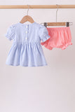 Blue Whale Embroidered Seersucker Bloomer Set Aaria Tees