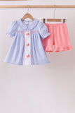 Blue Whale Smocked Seersucker Shorts Set Aaria Tees