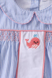 Blue Whale Smocked Seersucker Shorts Set Aaria Tees