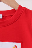 Red ABC Embroidered Top Aaria Tees