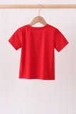 Red ABC Embroidered Top Aaria Tees