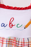 Red ABC Embroidered Plaid Dress Aaria Tees