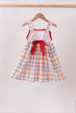 Red ABC Embroidered Plaid Dress Aaria Tees