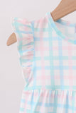 Blue Plaid Ruffle Bubble Aaria Tees