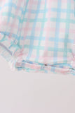 Blue Plaid Ruffle Bubble Aaria Tees