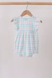 Blue Plaid Ruffle Bubble Aaria Tees