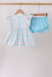 Blue Plaid Ruffle Bloomer Set Aaria Tees