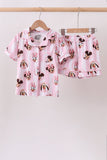 Pink character bamboo pocket pajama set Aaria Tees