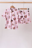 Pink character bamboo pocket pajama set Aaria Tees