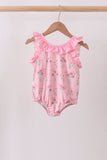 Pink Floral Ruffle One-Piece Swimsuit Aaria Tees