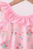 Pink Floral Ruffle One-Piece Swimsuit Aaria Tees