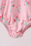 Pink Floral Ruffle One-Piece Swimsuit Aaria Tees