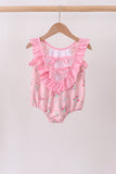 Pink Floral Ruffle One-Piece Swimsuit Aaria Tees