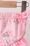 Pink Floral Ruffle 2pc Swimsuit Aaria Tees