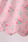 Pink Floral Ruffle Shorts Set Aaria Tees