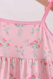 Pink Floral Tiered Dress Aaria Tees