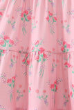 Pink Floral Tiered Dress Aaria Tees