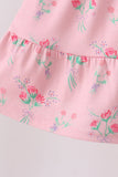 Pink Floral Tiered Dress Aaria Tees