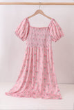 Pink Floral Smocked Mom Dress Aaria Tees