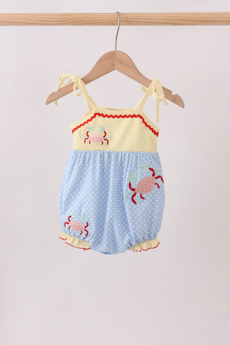 Blue Crab Applique Bubble - Aaria Tees