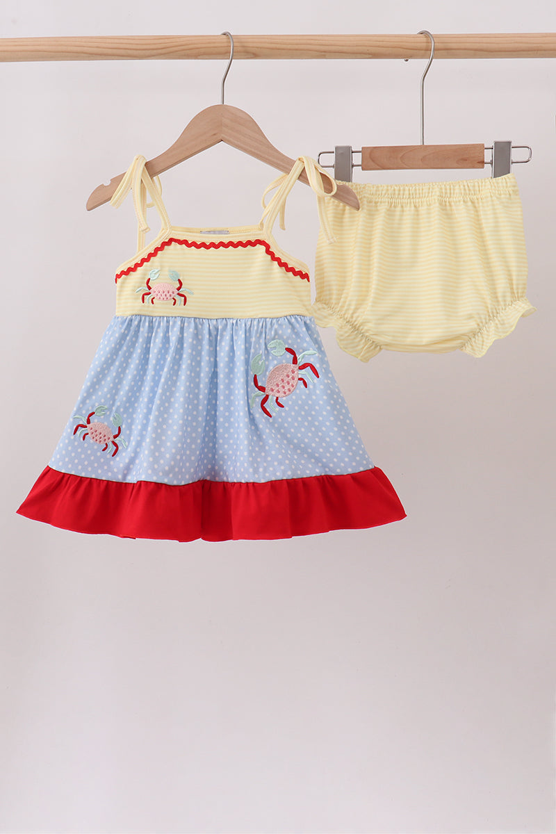 Blue Crab Applique Bloomer Set - Aaria Tees Aaria Tees