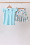 Floral Print Skorts Set Aaria Tees
