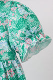 Green house floral Ruffle Dress Aaria Tees