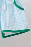 Green pocket grid shorts set Aaria Tees
