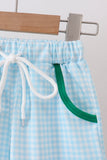 Green pocket grid shorts set Aaria Tees
